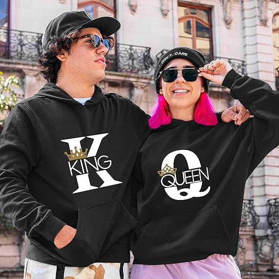 Customize hoodies Pack Of 2 King Queen Matching Couple Hoodies