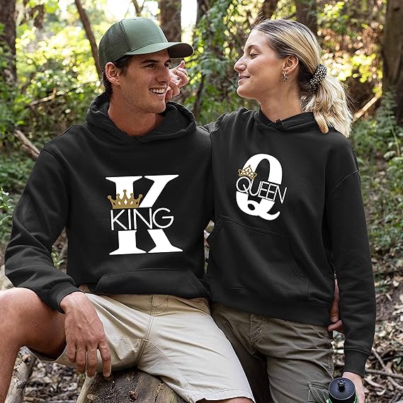 Customize hoodies Pack Of 2 King Queen Matching Couple Hoodies